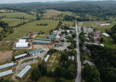 aerial view of the farm campus in summer